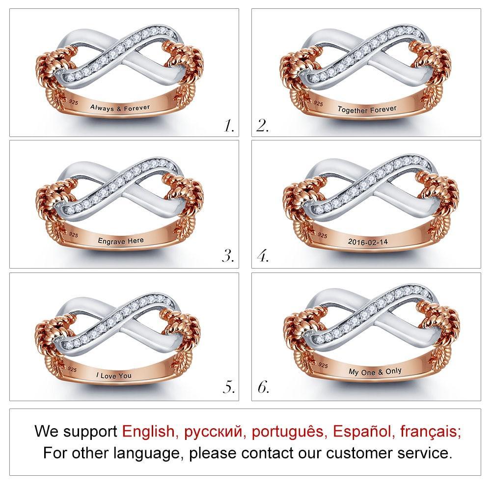 Sterling Silver Infinity Love Promise Valentine's Day Engraved Gift For Her-Customized Jewel