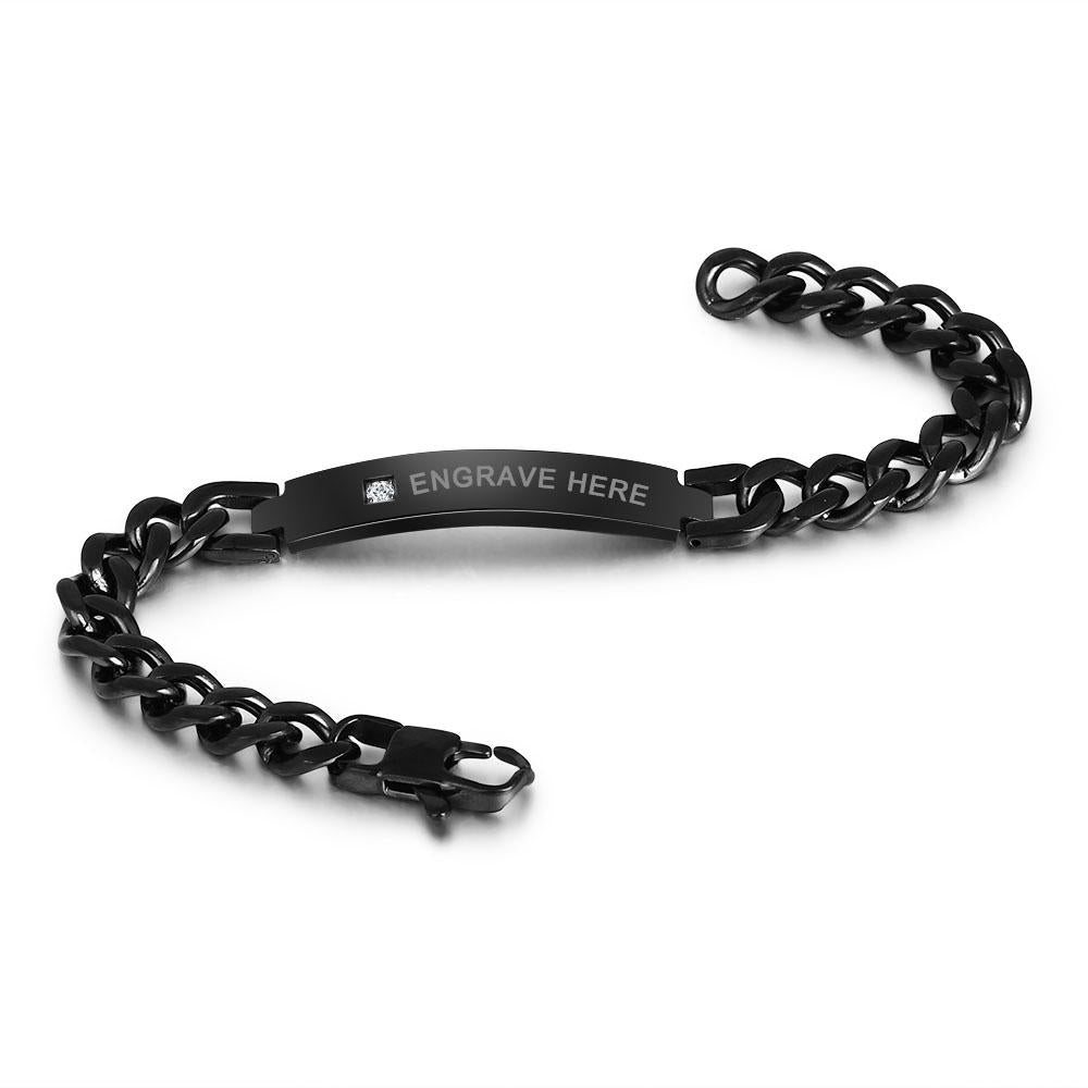Personalized Titanium Steel Fashion Bracelets for Men with Name Engrave Option, Gift Bangles for Dad-Customized Jewel