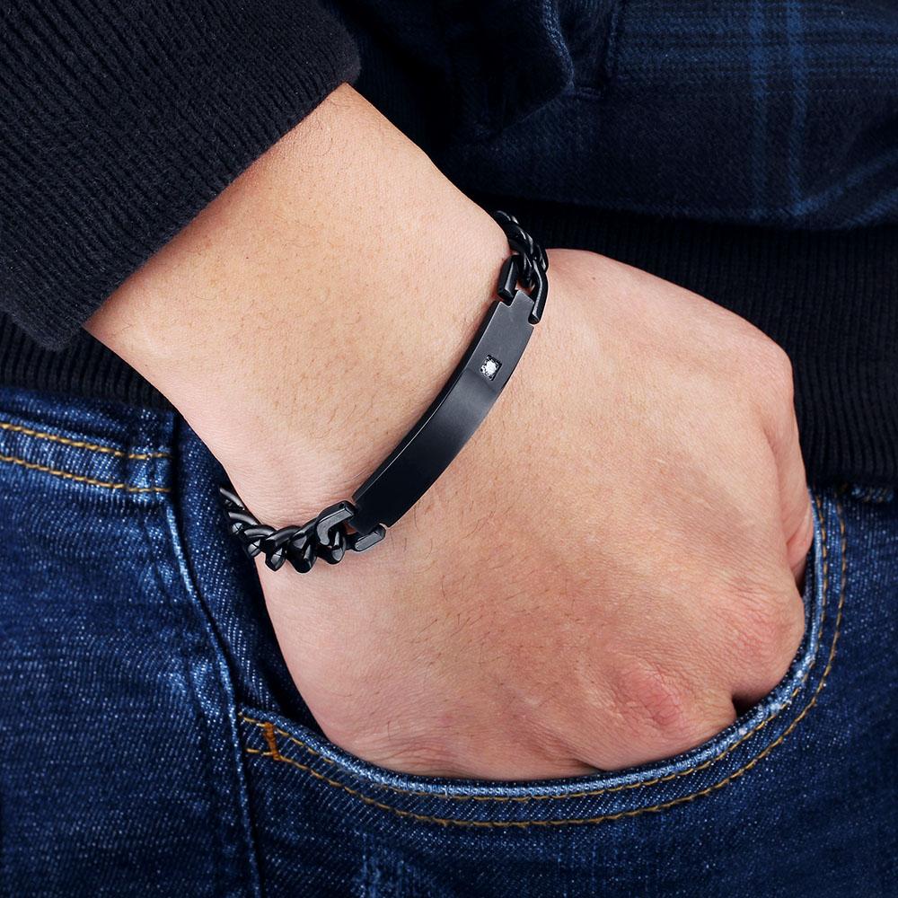 Personalized Titanium Steel Fashion Bracelets for Men with Name Engrave Option, Gift Bangles for Dad-Customized Jewel