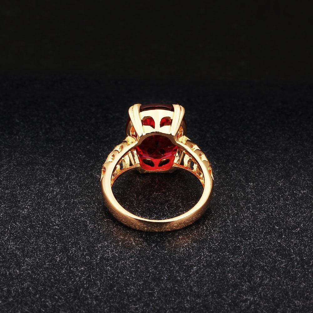 Trendy Copper Gold Color Party Rings for Women with 16mm Broadside Oval Red Stone – Jewelry Gift for Friend -Customized Jewel