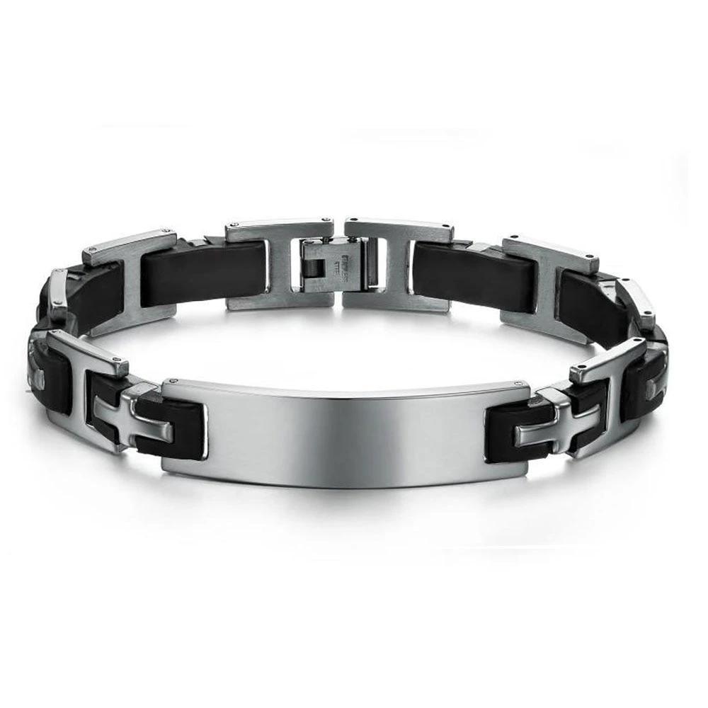 Fashion Stainless Steel Punk 220mm length Cross Bracelets for Men, Best Black Bracelets Gift for Dad-Customized Jewel