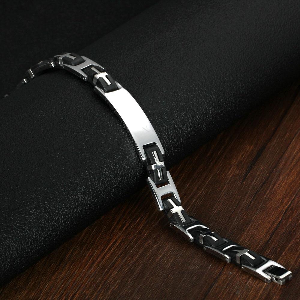 Fashion Stainless Steel Punk 220mm length Cross Bracelets for Men, Best Black Bracelets Gift for Dad-Customized Jewel