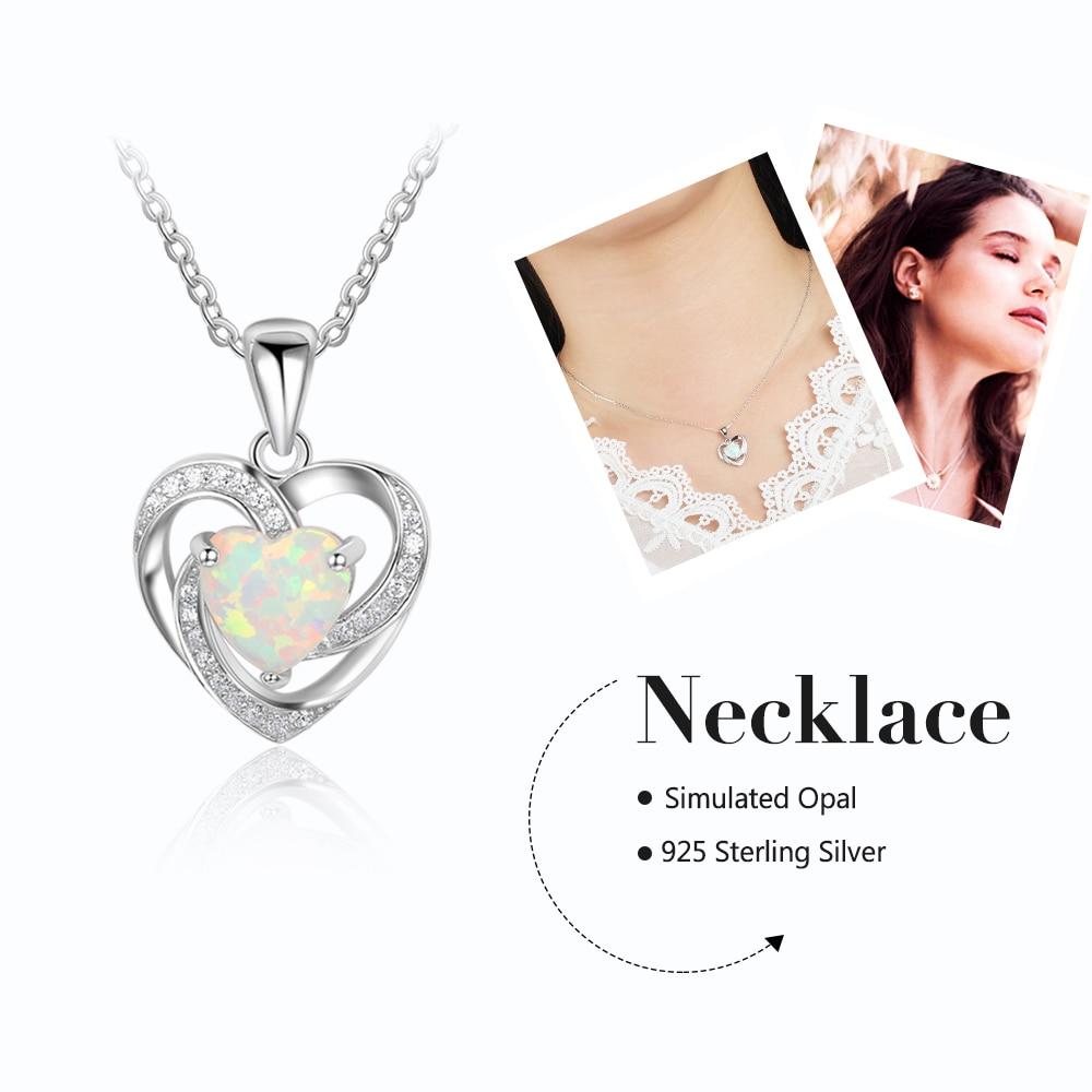 New Romantic Woman 925 Sterling Silver&Opal Necklace&Pendants Heart Design Best Women Jewelry Gift-Customized Jewel