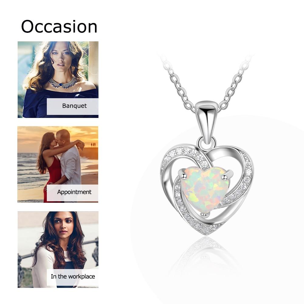New Romantic Woman 925 Sterling Silver&Opal Necklace&Pendants Heart Design Best Women Jewelry Gift-Customized Jewel