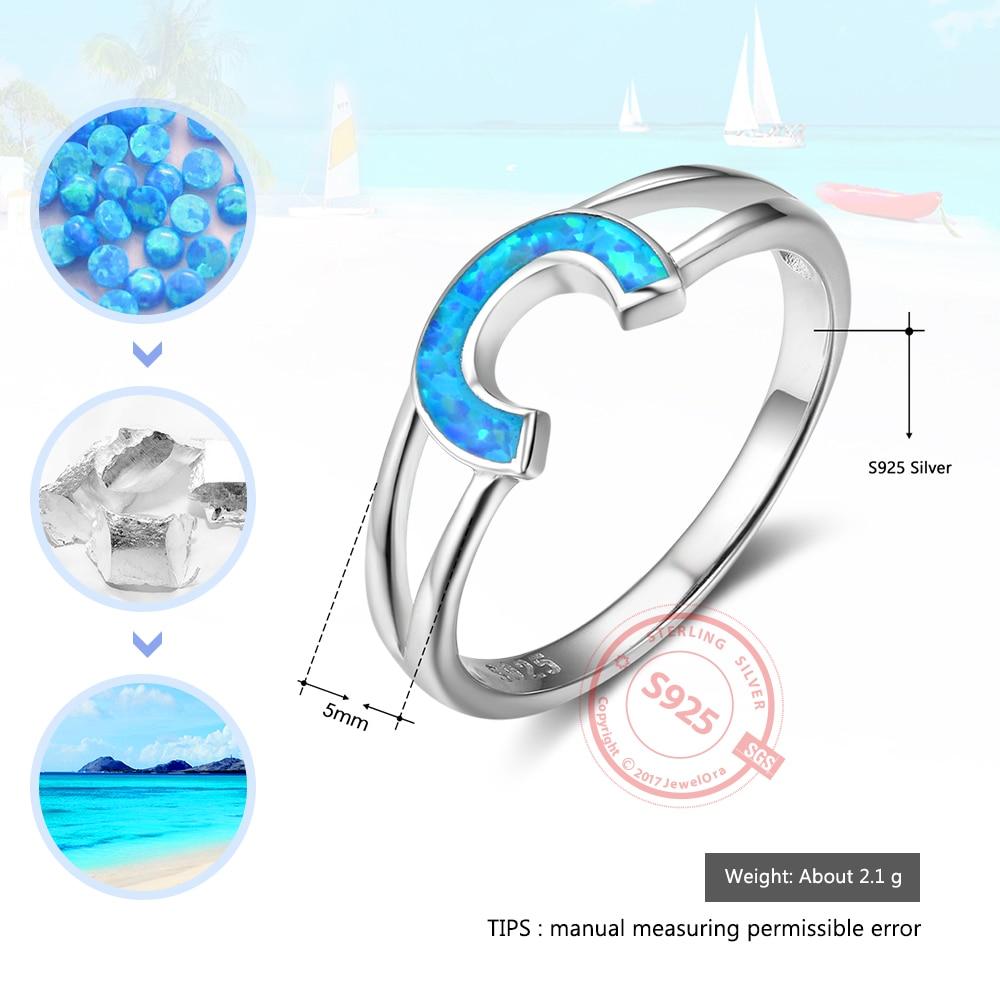Authentic 925 Sterling Silver Rings with Blue Opal Stone Letter C Design – Trendy Jewelry Gift for Women-Customized Jewel