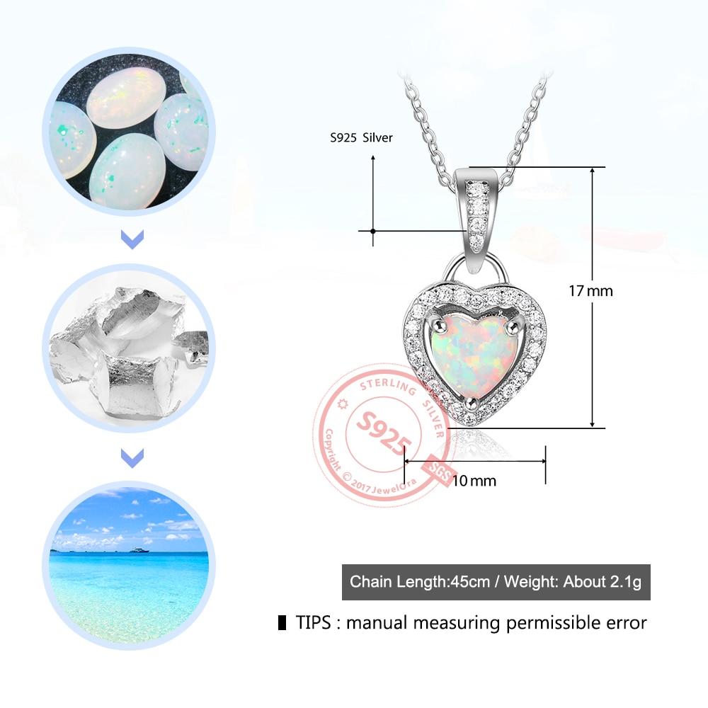 Opal Stone Heart Pendant Silver Necklace-Customized Jewel
