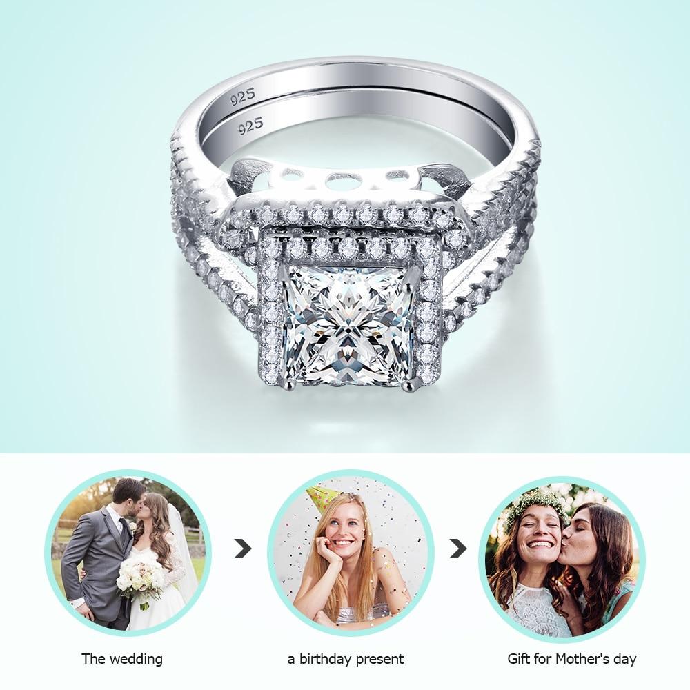 Party Accessories Luxurious Ring Bridal Sets 925 Sterling Silver White Cubic Zirconia Rings For Women New-Customized Jewel