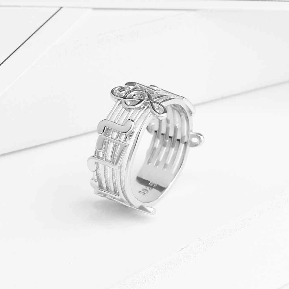 Trendy 925 Sterling Silver Rings for Women with Musical Note Shape, Fashion Jewelry Gift for Music Lovers-Customized Jewel