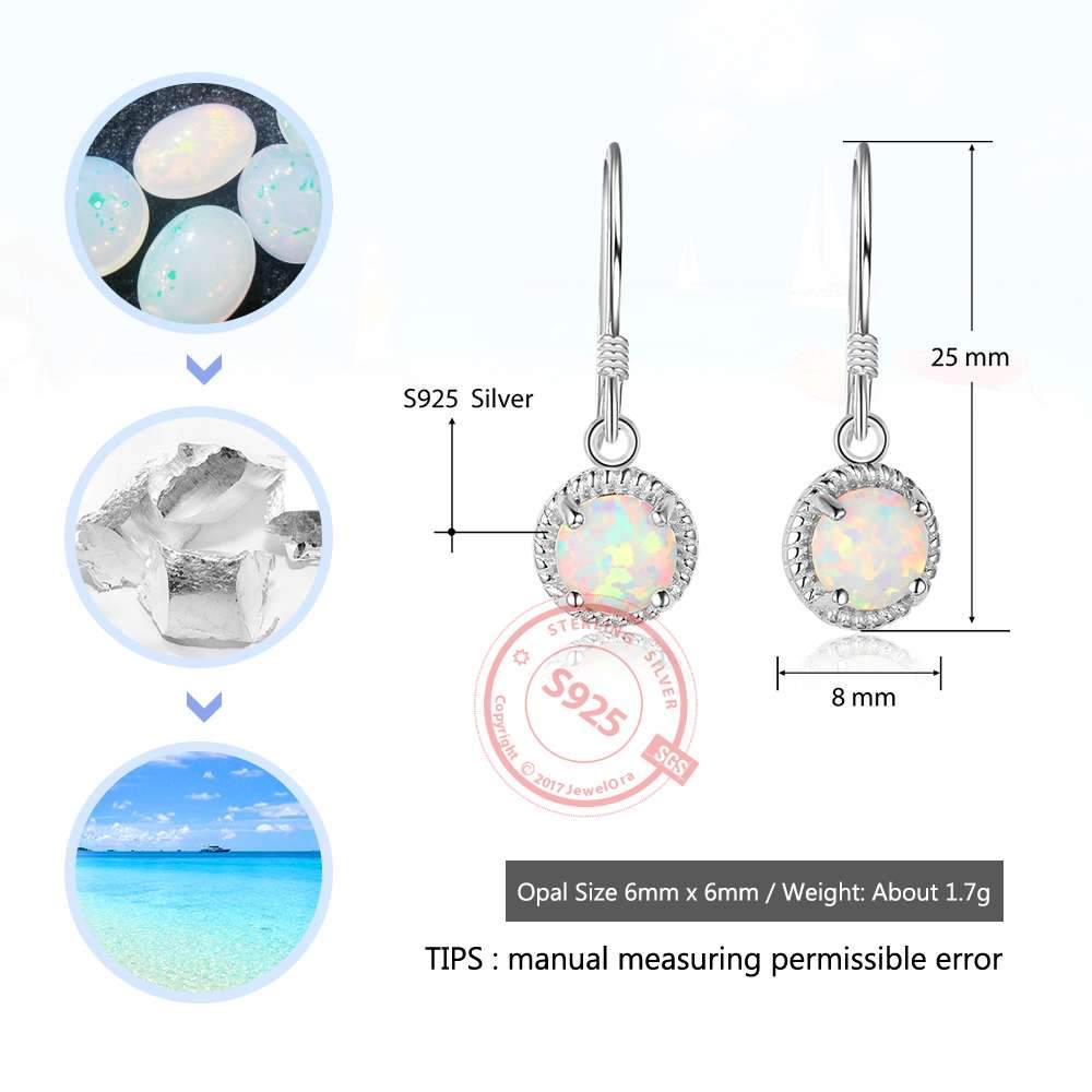 Romantic Round Opal Stone Earring 925 Sterling Silver Drop Earrings For Women Jewelry Anniversary Gift-Customized Jewel