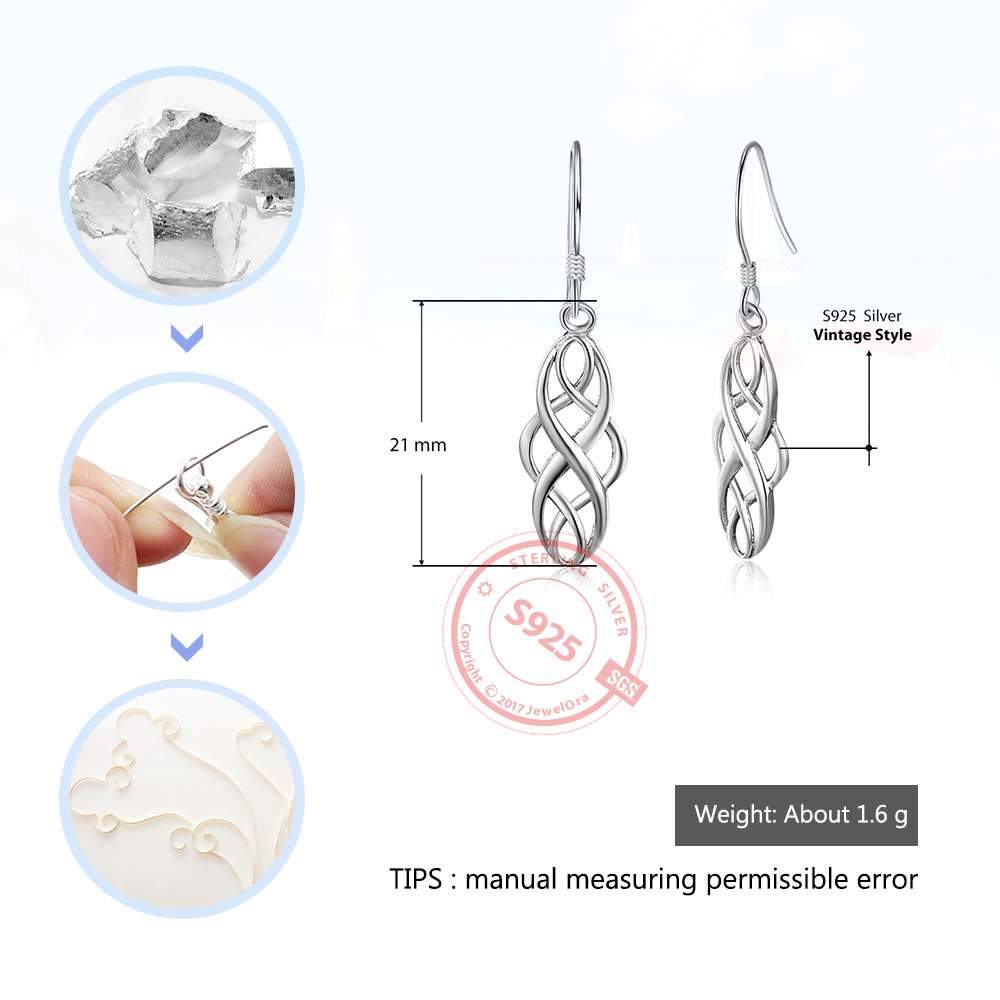 Vintage Hollow Pattern 100% 925 Sterling Silver Drop Earrings For Women Fashion Style Jewelry Gift For Girls-Customized Jewel