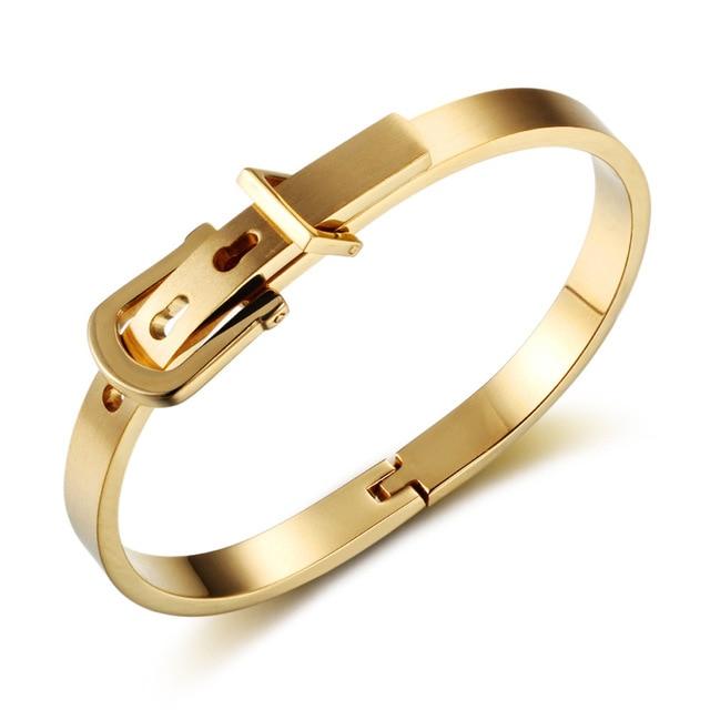 Stainless Steel Bangle Bracelet for Women, Rose Gold Color, 3 Color Options, Trendy Fashion Jewelry-Customized Jewel