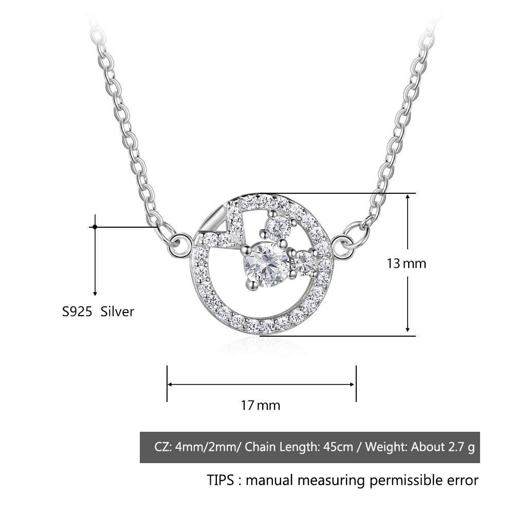 925 Sterling Silver Cubic Zirconia Geometric Pattern Pendant Necklace, Trendy Jewelry for Women-Customized Jewel