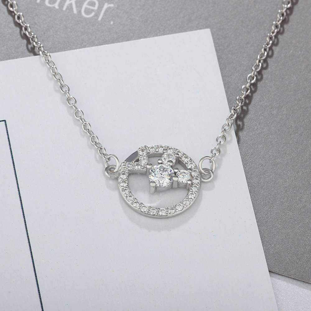 925 Sterling Silver Cubic Zirconia Geometric Pattern Pendant Necklace, Trendy Jewelry for Women-Customized Jewel