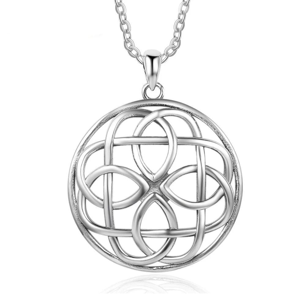 925 Sterling Silver Large Round Pendant Necklace, Geometric Pattern, Fashion Jewelry for Women-Customized Jewel