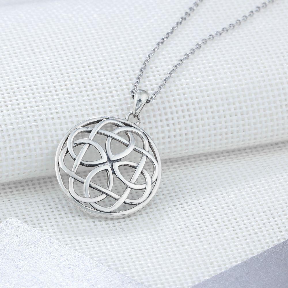 925 Sterling Silver Large Round Pendant Necklace, Geometric Pattern, Fashion Jewelry for Women-Customized Jewel