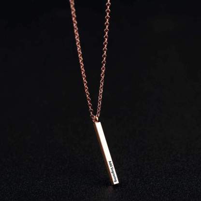 Personalized Rose Gold Color Stainless Steel Necklace with Vertical Bar Engrave Name Pendant, Trendy Jewelry Gift for Women-Customized Jewel