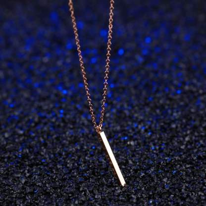 Personalized Rose Gold Color Stainless Steel Necklace with Vertical Bar Engrave Name Pendant, Trendy Jewelry Gift for Women-Customized Jewel