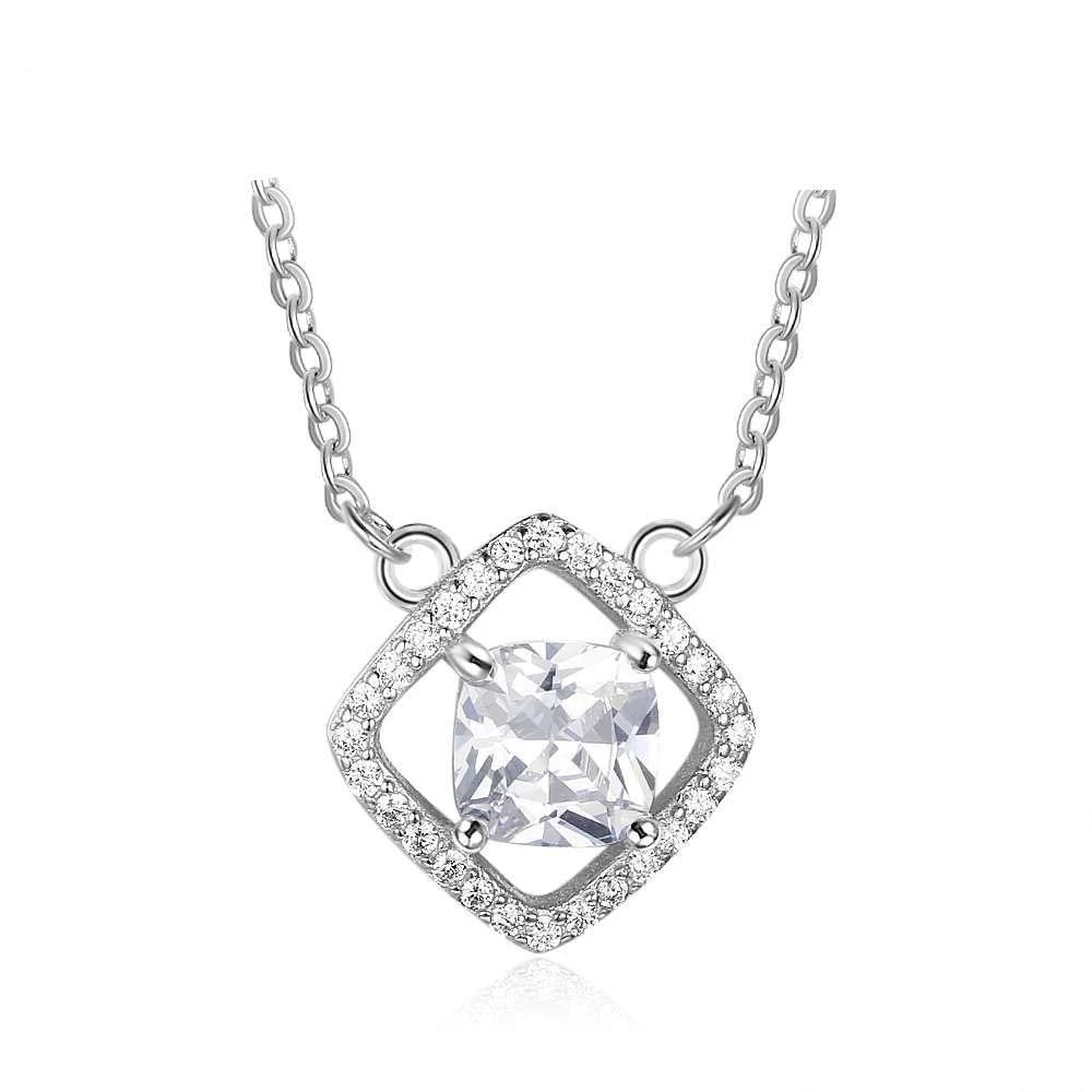 Fashion Square Cubic Zirconia 925 Sterling Silver Necklace & Pendant For Women Christmas Best Gift Jewelry-Customized Jewel