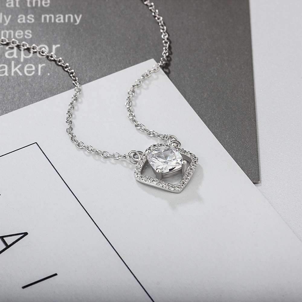Fashion Square Cubic Zirconia 925 Sterling Silver Necklace & Pendant For Women Christmas Best Gift Jewelry-Customized Jewel