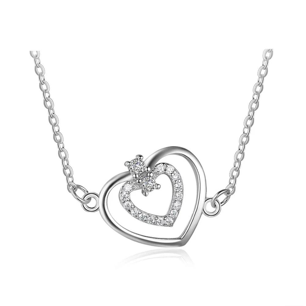 Fashion Heart Pattern Cubic Zirconia 925 Sterling Silver Necklace & Pendant For Women Best Gift Jewelry-Customized Jewel