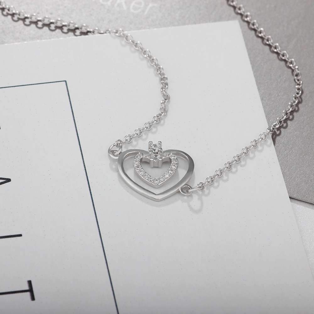 Fashion Heart Pattern Cubic Zirconia 925 Sterling Silver Necklace & Pendant For Women Best Gift Jewelry-Customized Jewel