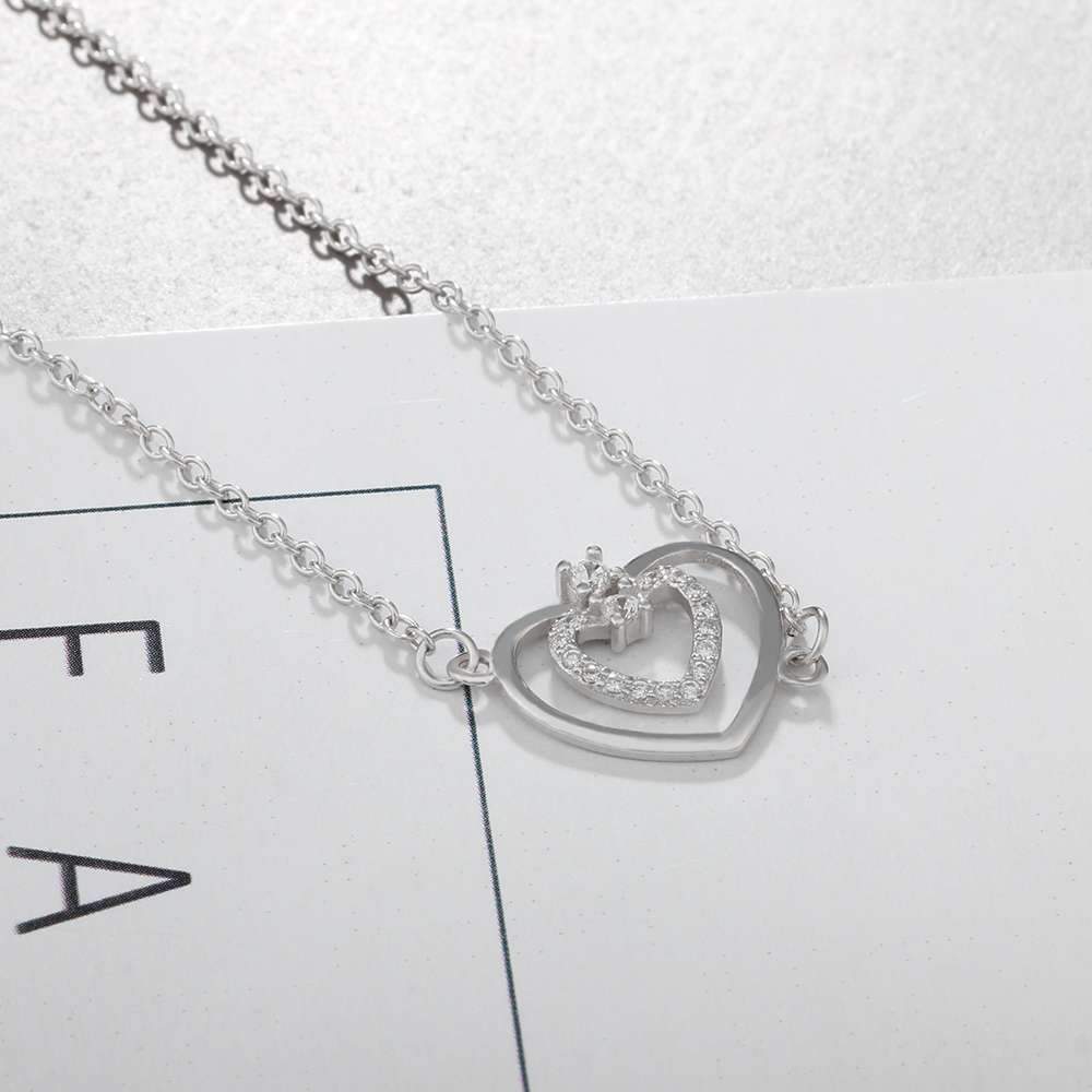 Fashion Heart Pattern Cubic Zirconia 925 Sterling Silver Necklace & Pendant For Women Best Gift Jewelry-Customized Jewel