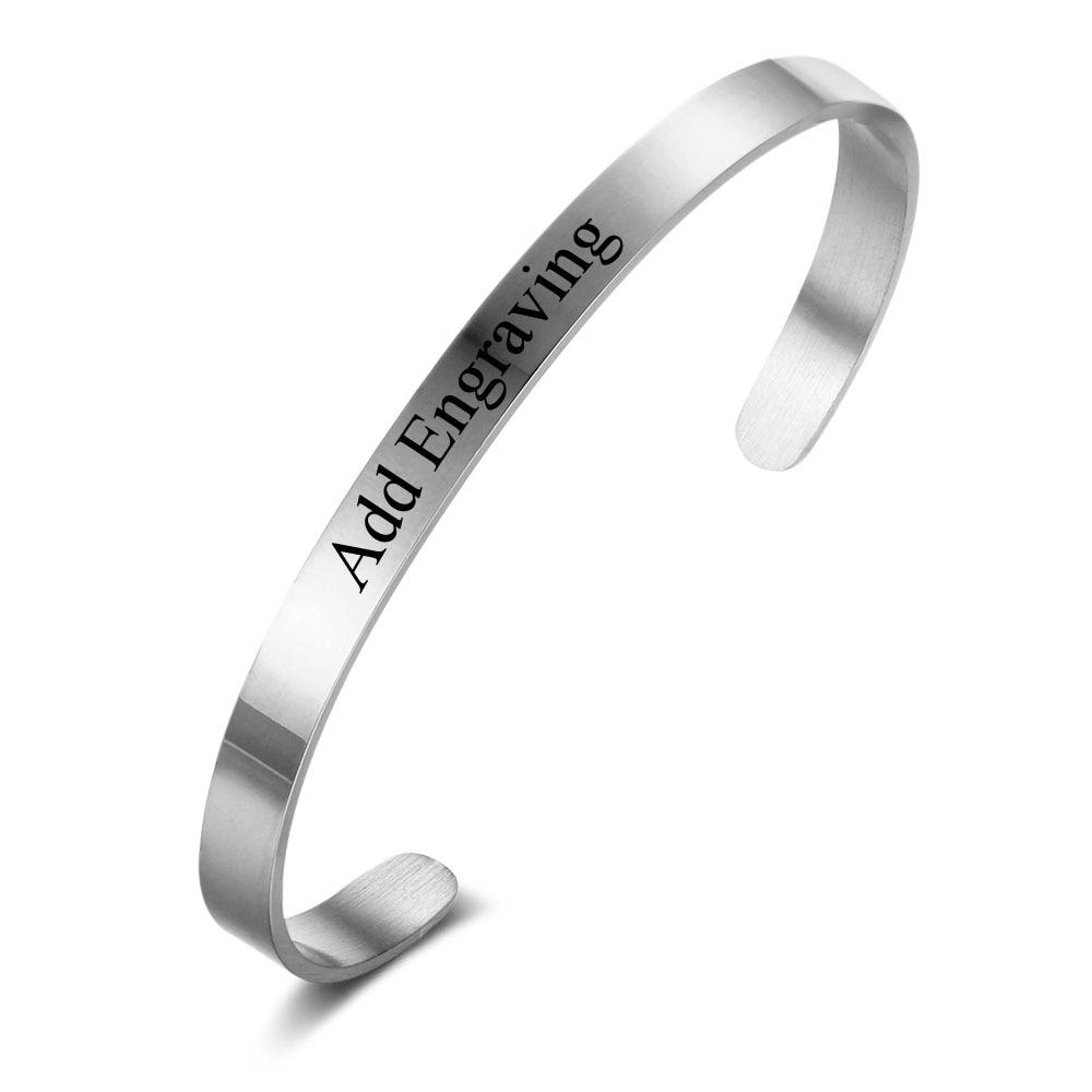 5mm Personalized ID Bangles Engrave Name Promise Love Stainless Steel 3 Color Unisex-Customized Jewel