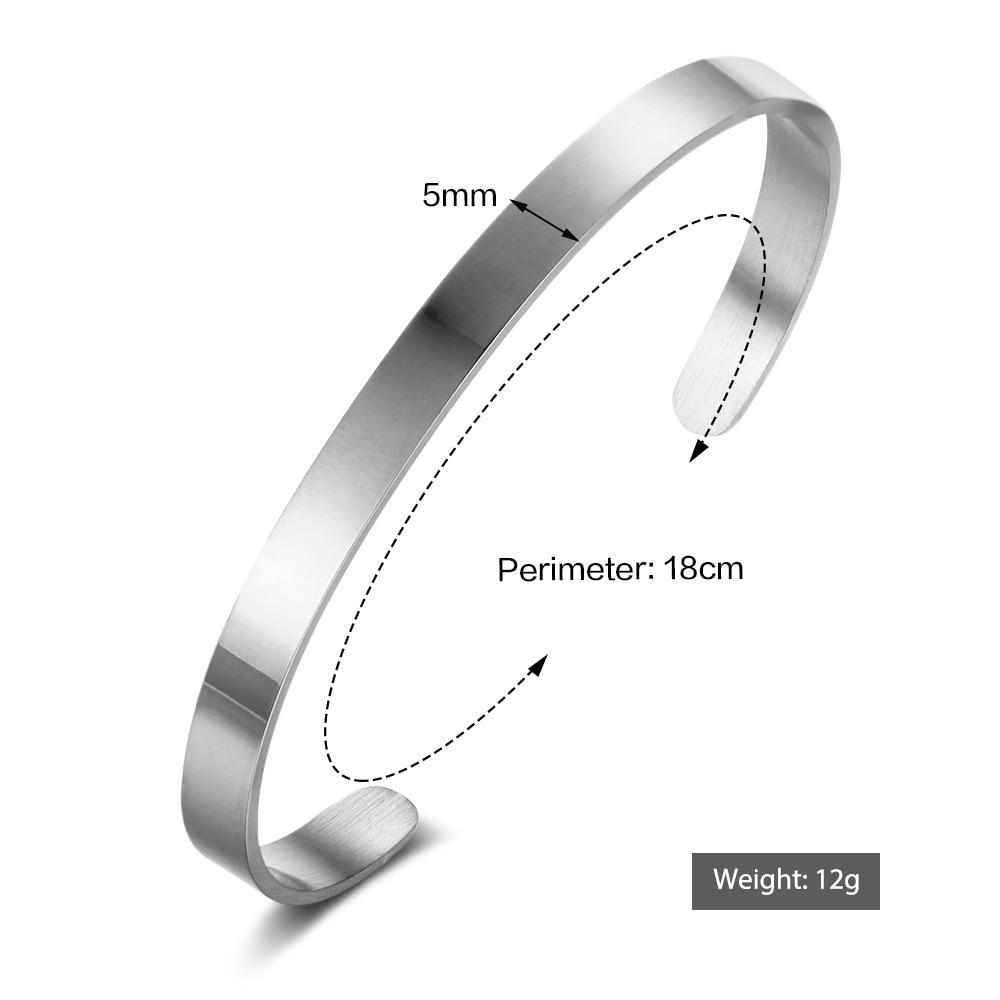 5mm Personalized ID Bangles Engrave Name Promise Love Stainless Steel 3 Color Unisex-Customized Jewel
