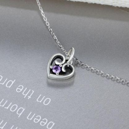 Purple Cubic Zirconia Heart Design 925 Sterling Silver Pendant Necklace For Women Jewelry Gift For Love-Customized Jewel