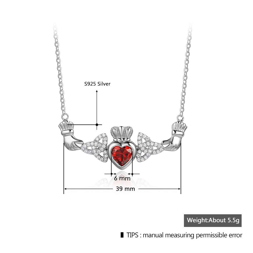 Hand Holding Heart Personalized Birthstone Necklace 925 Sterling Silver Necklaces & Pendants Gift For Her-Customized Jewel