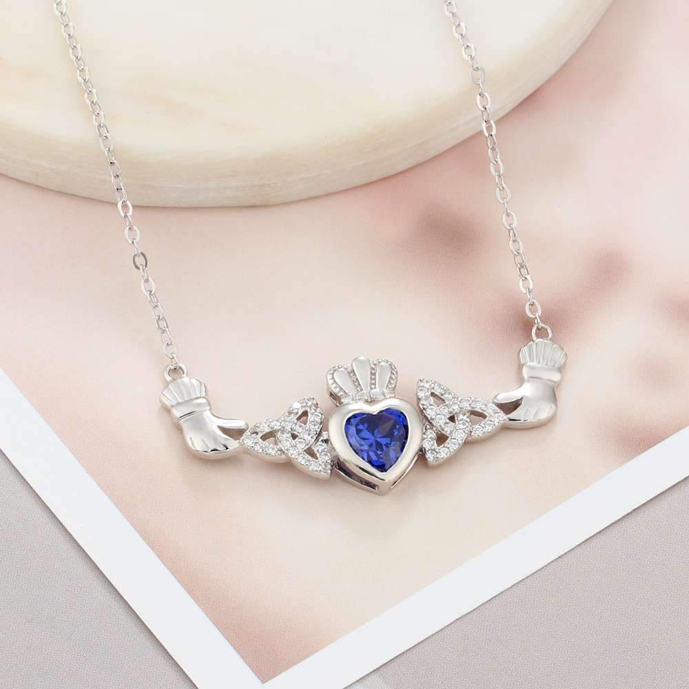 Hand Holding Heart Personalized Birthstone Necklace 925 Sterling Silver Necklaces & Pendants Gift For Her-Customized Jewel