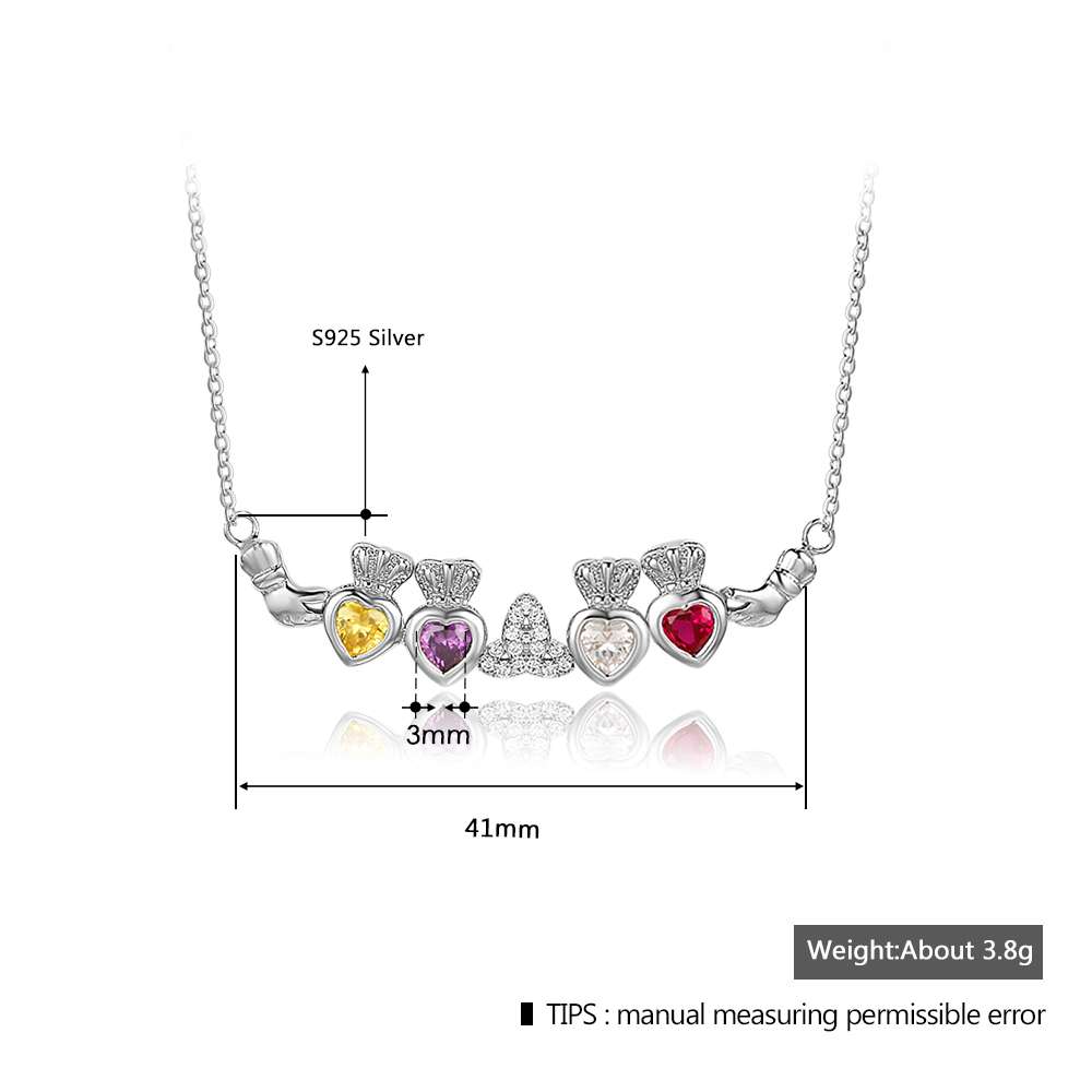 Personalized Birthstone Necklace Heart Stone 925 Sterling Silver Necklaces & Pendants Gift For Girl Friend-Customized Jewel