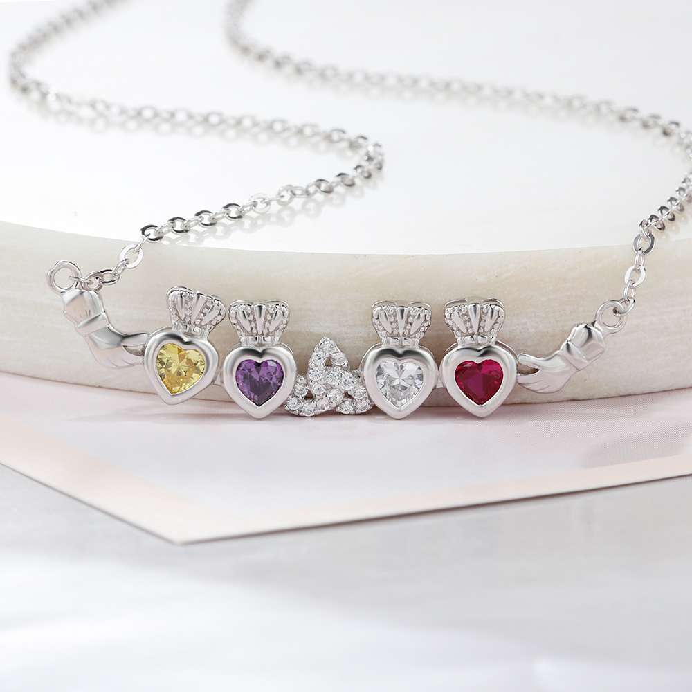 Personalized Birthstone Necklace Heart Stone 925 Sterling Silver Necklaces & Pendants Gift For Girl Friend-Customized Jewel