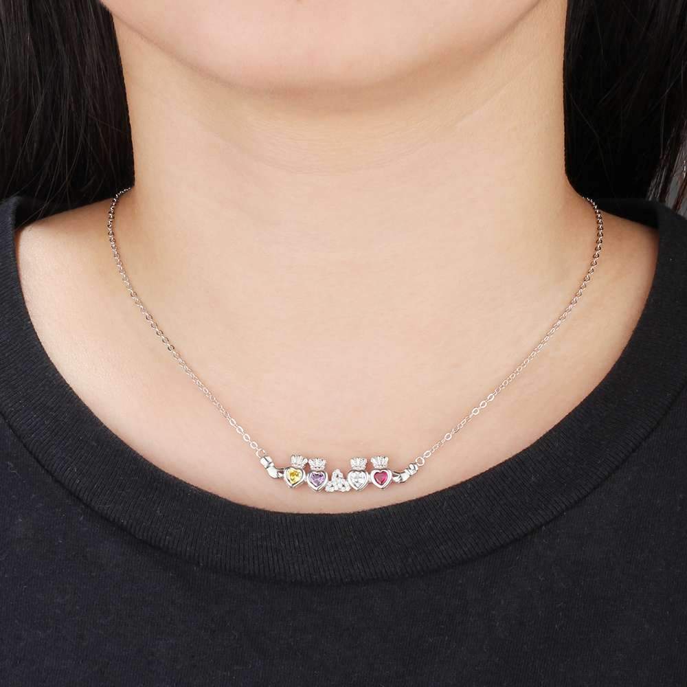 Personalized Birthstone Necklace Heart Stone 925 Sterling Silver Necklaces & Pendants Gift For Girl Friend-Customized Jewel