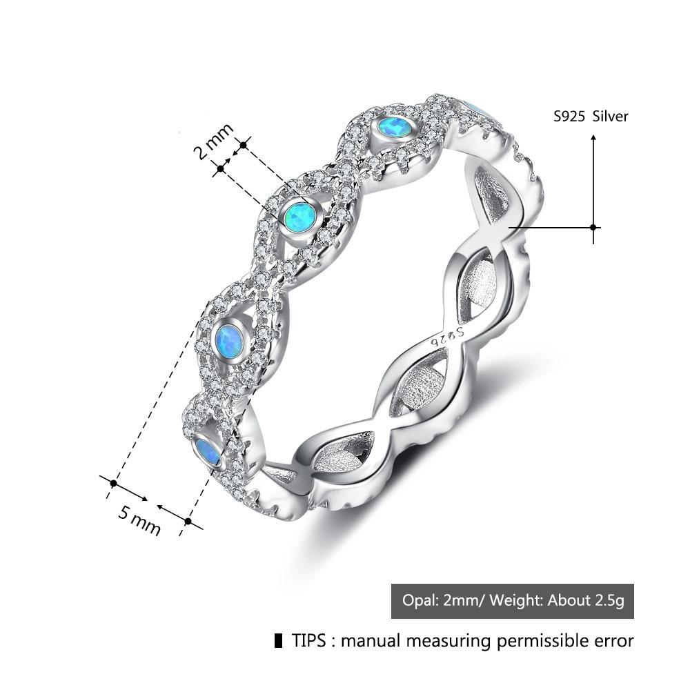 Infinity Love Soild 925 Sterling Silver Ring Blue Opal Stone Elegant Wedding Jewelry Gifts For Women-Customized Jewel
