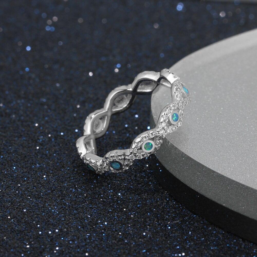 Infinity Love Soild 925 Sterling Silver Ring Blue Opal Stone Elegant Wedding Jewelry Gifts For Women-Customized Jewel