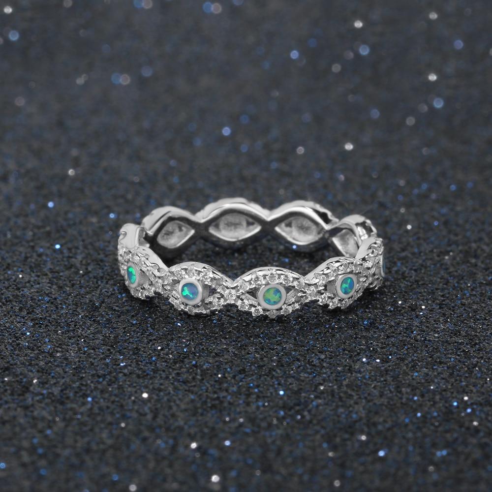 Infinity Love Soild 925 Sterling Silver Ring Blue Opal Stone Elegant Wedding Jewelry Gifts For Women-Customized Jewel