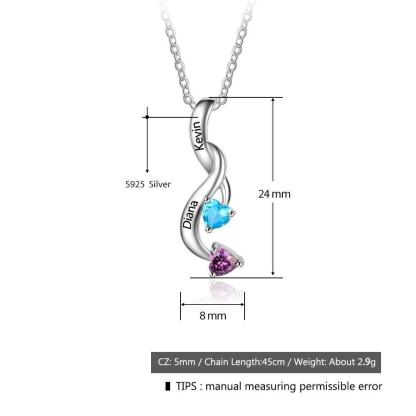 Personalized Birthstone Heart Pendant Necklace-Customized Jewel