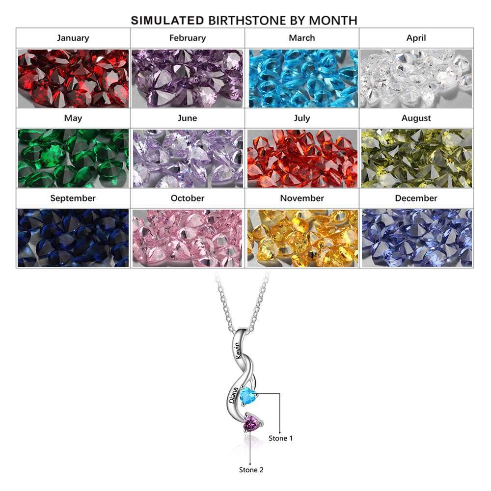 Personalized Birthstone Heart Pendant Necklace-Customized Jewel