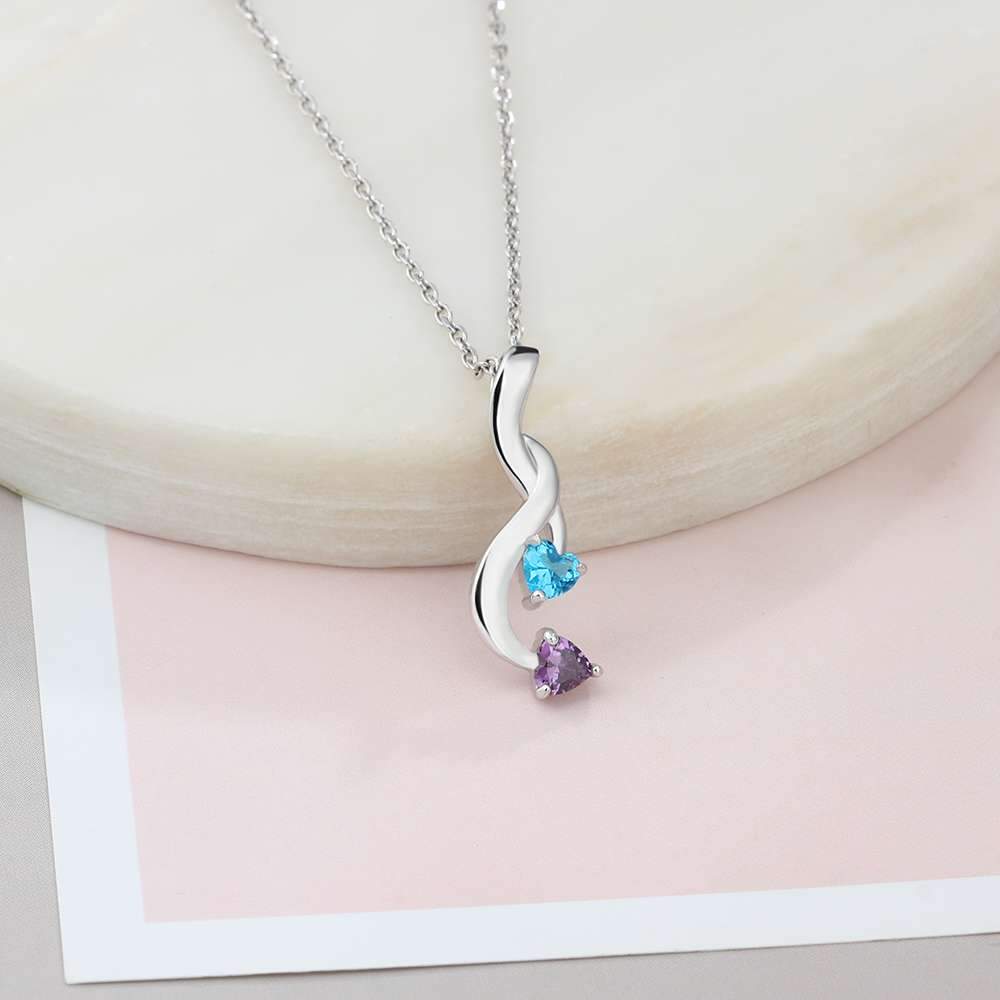 Personalized Birthstone Heart Pendant Necklace-Customized Jewel