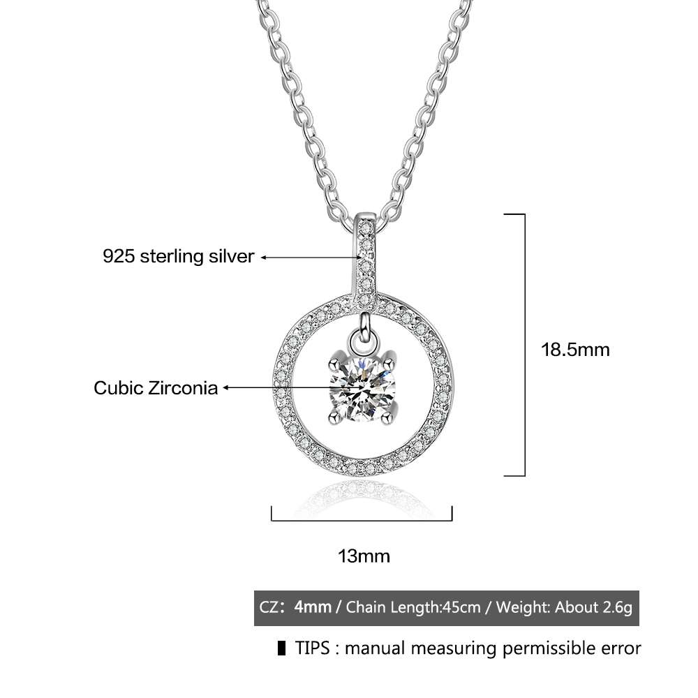 Round Hollow With Cubic Zirconia 925 Sterling Silver Necklace & Pendants For Women Fashion Wedding Jewelry-Customized Jewel