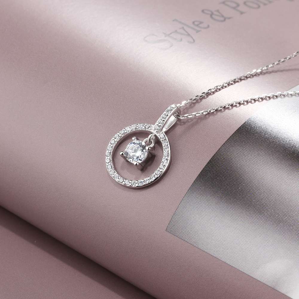 Round Hollow With Cubic Zirconia 925 Sterling Silver Necklace & Pendants For Women Fashion Wedding Jewelry-Customized Jewel