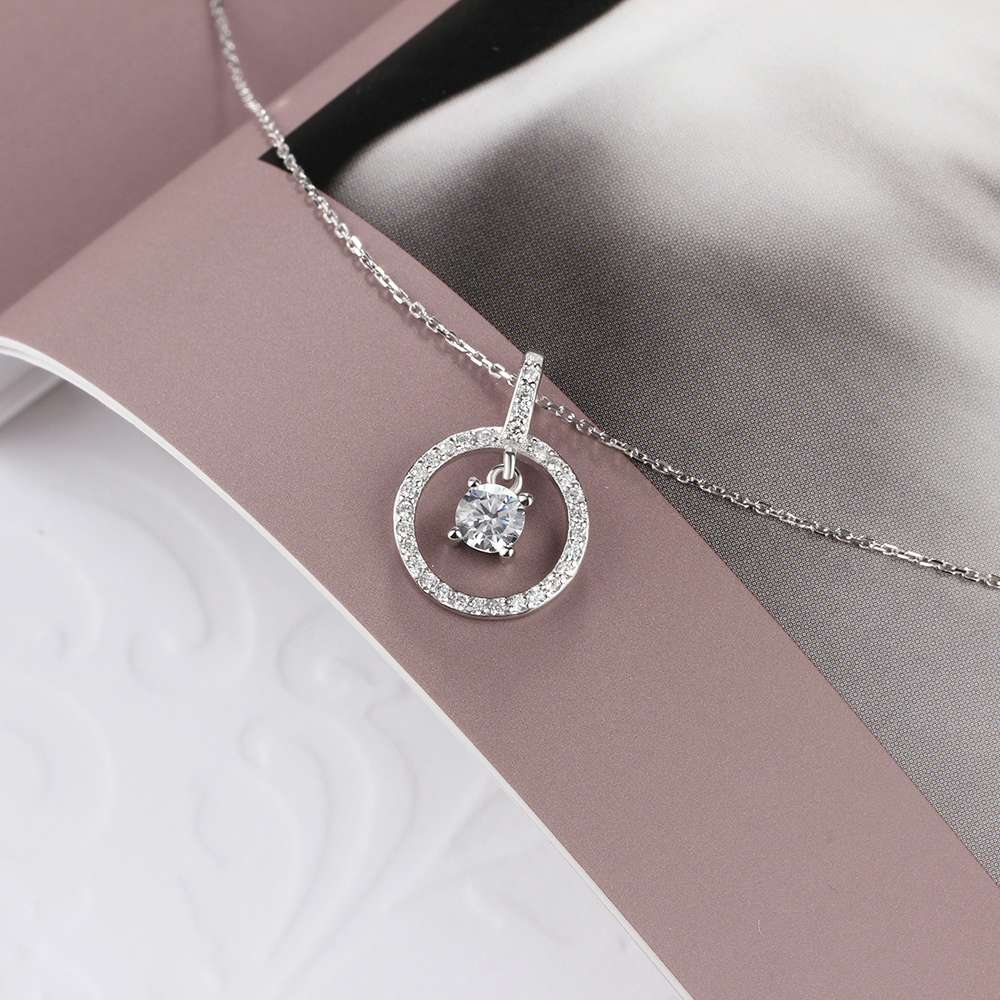 Round Hollow With Cubic Zirconia 925 Sterling Silver Necklace & Pendants For Women Fashion Wedding Jewelry-Customized Jewel