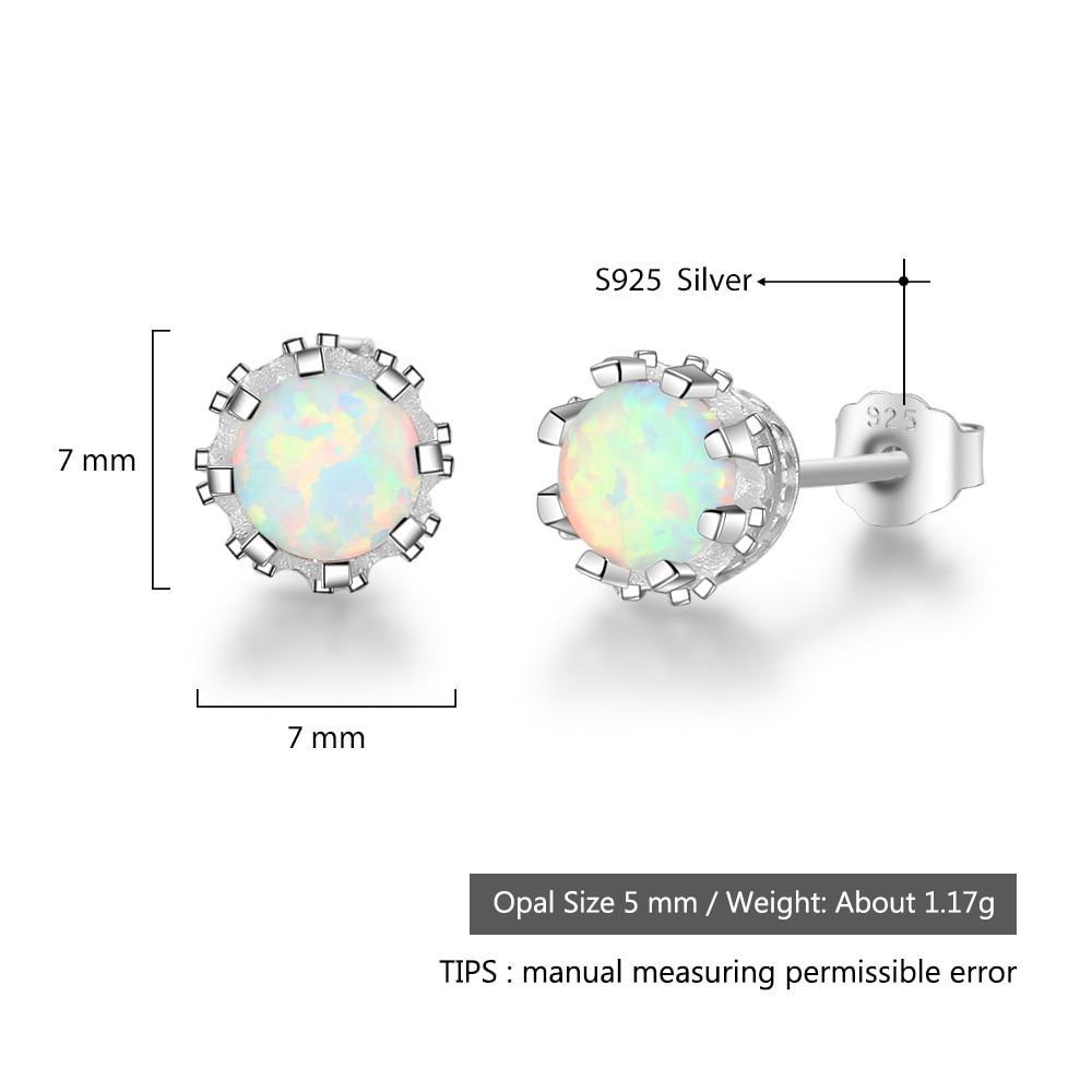 7mm Milky Opal Round Stud Earrings For Women Solid 925 Sterling Silver Earring Fashion Jewelry Gift For Party-Customized Jewel