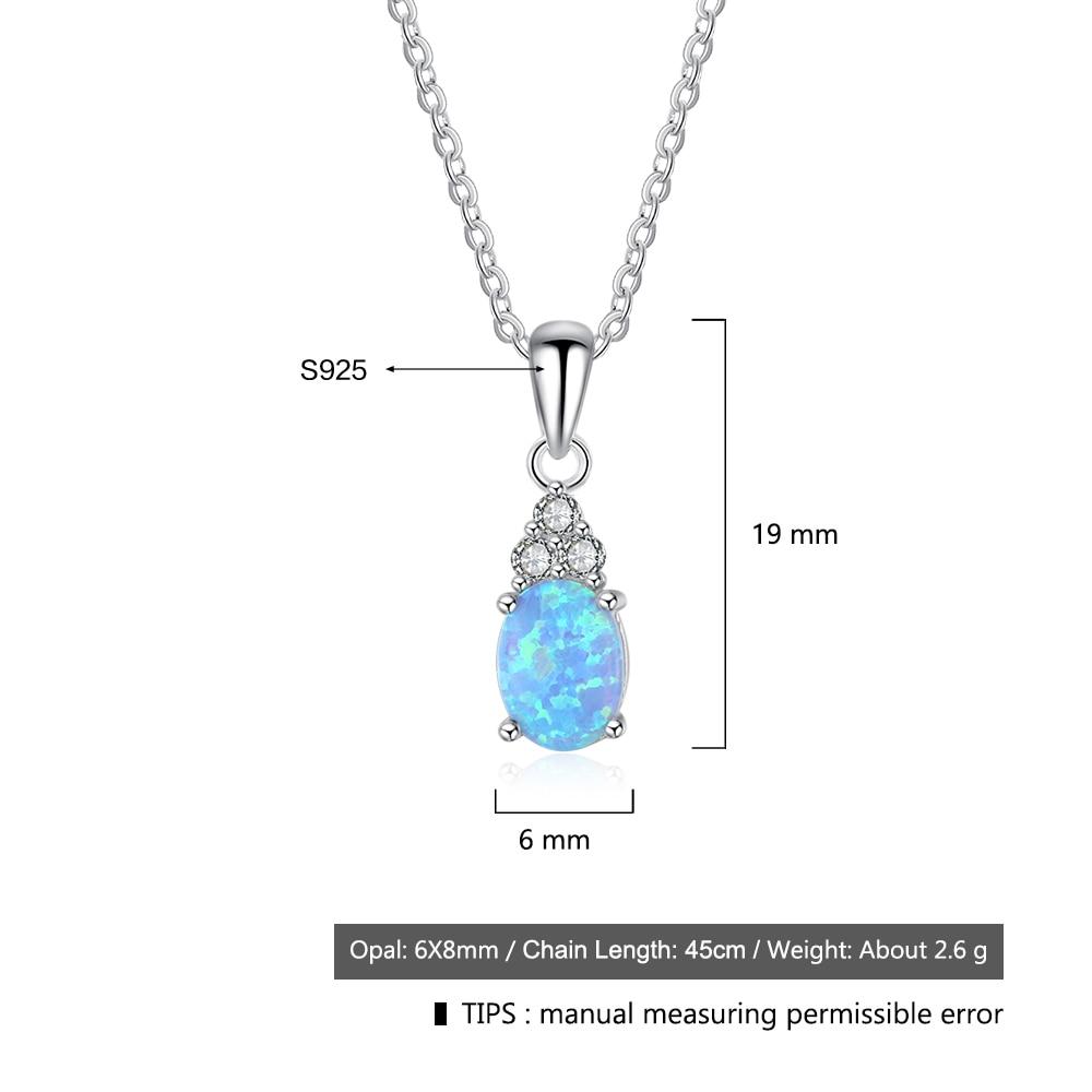 925 Sterling Silver Jewelry Necklace with Oval Blue Opal Stone Pendant, Best Gift for Her-Customized Jewel