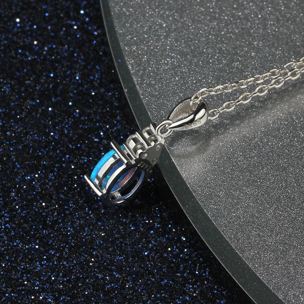 925 Sterling Silver Jewelry Necklace with Oval Blue Opal Stone Pendant, Best Gift for Her-Customized Jewel