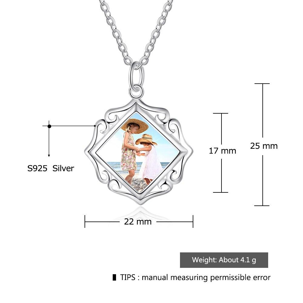 Openwork Pattern Border Personalized Custom Color Photo Necklace 925 Sterling Silver Anniversary Jewelry-Customized Jewel