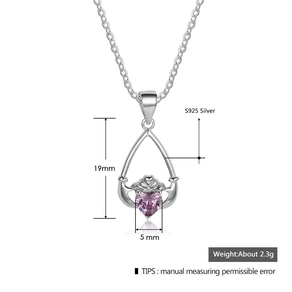Hand Holding Heart Personalized 12 Birthstone Pendant Necklace 925 Sterling Silver Jewelry Gifts For Her-Customized Jewel