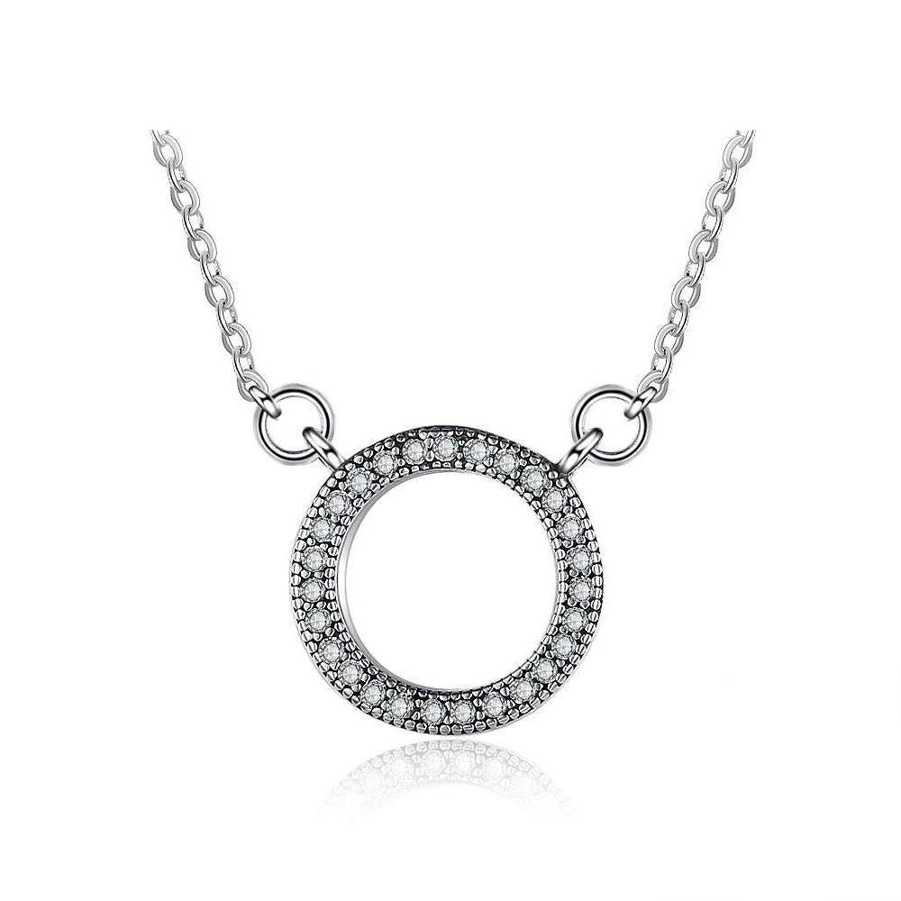 Round Hollow Design CZ Solid 925 Sterling Silver Necklace & Pendants Fashion Women Necklace Vintage Jewelry-Customized Jewel