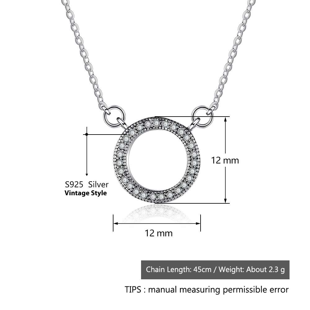 Round Hollow Design CZ Solid 925 Sterling Silver Necklace & Pendants Fashion Women Necklace Vintage Jewelry-Customized Jewel